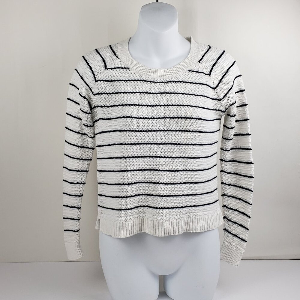 Madewell XXS White Navy Blue Striped Cotton Top Womens Soft Comfy Knit